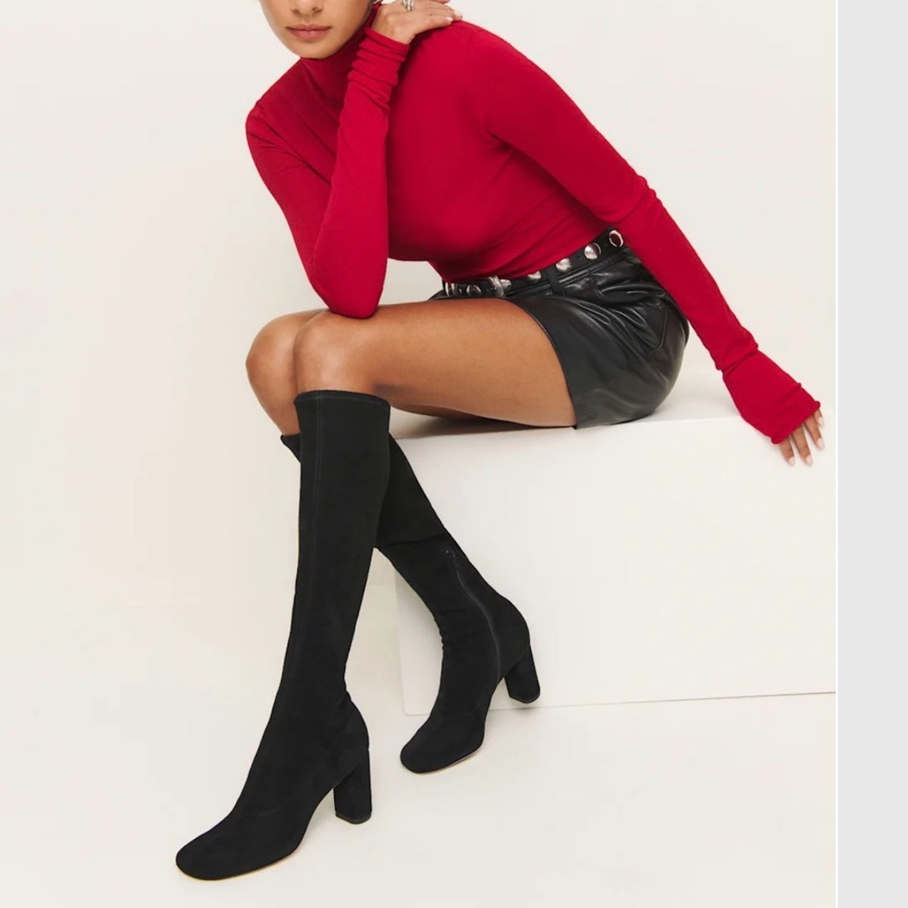 Reformation Belinda Knee High Boot Black - Size 8.5